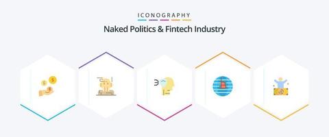 política nua e indústria fintech 25 pacote de ícones planos, incluindo descentralizado. blockchain. analista. bitcoin. escudo vetor