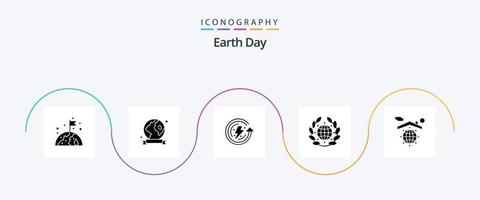 pacote de ícones do glifo 5 do dia da terra, incluindo globo. mundo. Dia da Terra. dia. terra vetor