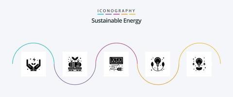 pacote de ícones de glifo 5 de energia sustentável, incluindo energia. poder. tanque. lâmpada. energia vetor