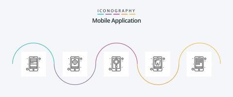 pacote de ícones de linha 5 de aplicativos móveis, incluindo dispositivo. telefone. aplicativo. Iphone. aplicativo vetor