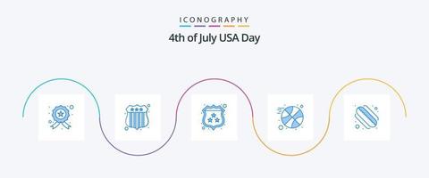 Pacote de ícones EUA azul 5, incluindo . cachorro-quente. segurança. americano. bola vetor