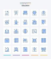 educação criativa 25 pacote de ícones azuis, como troféu. xícara. elaboração. prêmio. estudos vetor