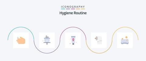 pacote de ícones plano de rotina de higiene 5, incluindo higiênico. tecido. lavar. papel. espuma vetor