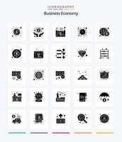 pacote de ícones preto sólido de 25 glifos de economia criativa, como negócios. dinheiro. bancário. economia. viagem vetor