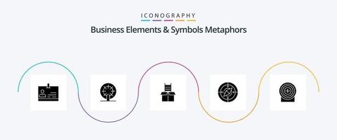 elementos de negócios e símbolos metáforas glifo 5 pacote de ícones incluindo dinheiro. localização. caixa. bússola. navegação vetor