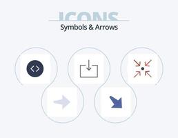 símbolos e setas planas icon pack 5 design de ícone. . seta. . colapso vetor