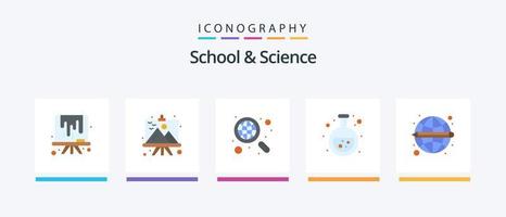 escola e ciência plana 5 pacote de ícones incluindo global. frasco. descobrir. laboratório. química. design de ícones criativos vetor