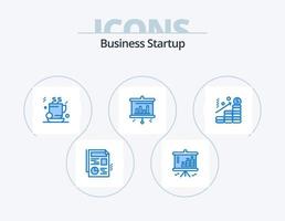 design de ícones do pacote de 5 ícones azuis de inicialização de negócios. dólar. análise. chá. tela. bar vetor