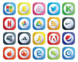20 pacotes de ícones de mídia social incluindo grooveshark pepsi google drive adobe adidas vetor