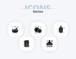 ícone de glifo de cozinha pack 5 design de ícone. cozinha. cilindro. cozinha. placa. comida vetor