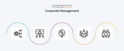 pacote de ícones da linha 5 de gerenciamento corporativo, incluindo conferência. negócios. gerenciamento. recrutamento. lupa vetor