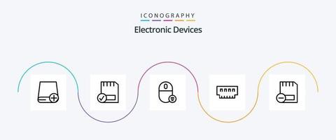 Dispositivos linha 5 pacote de ícones incluindo gadget. computadores. dispositivos. rato. engenhoca vetor