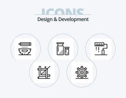 design e ícone de linha de desenvolvimento pack 5 design de ícone. desenvolvimento. codificação. engrenagem. desenvolvimento. comprimido vetor