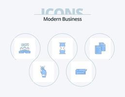design de ícones do pacote de 5 ícones azuis de negócios modernos. on-line. diálogo. cheque bancário. consultando. bater papo vetor