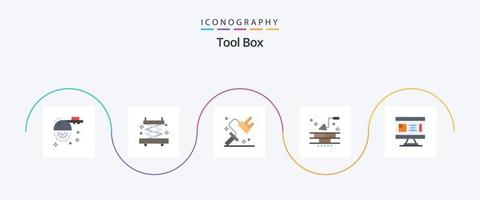 ferramentas planas 5 pacote de ícones incluindo construção. arquitetura. pintura. parede. prédio vetor