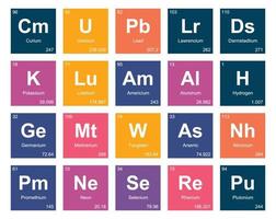 20 tabela periódica do design do pacote de ícones de elementos vetor