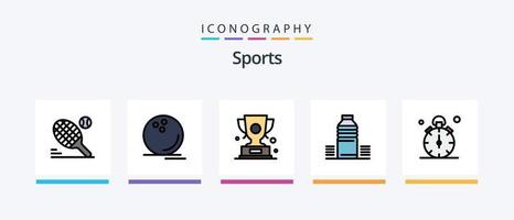 linha esportiva cheia de 5 ícones, incluindo toque. inteligente. futebol. basquetebol. jogar. design de ícones criativos vetor