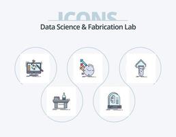 linha de laboratório de ciência de dados e fabricação cheia de ícones 5 design de ícone. eletrônicos. projeto. modelo. teste. estudar vetor