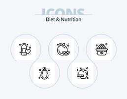ícone da linha de dieta e nutrição pack 5 design de ícone. água. saúde física. balança. dieta. refrigerante vetor