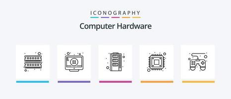 pacote de ícones de linha 5 de hardware de computador, incluindo hardware. dispositivo. hardware. computador. disco rígido. design de ícones criativos vetor