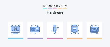 pacote de ícones de hardware azul 5, incluindo vídeo. cartão. vg. vg. cabo. design de ícones criativos vetor