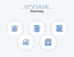 design de ícone do pacote de 5 ícones azul de farmácia. farmacia. papelada. médico. conta médica. conta vetor