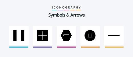 símbolos e setas glifo 5 pacote de ícones incluindo . círculo. . design de ícones criativos vetor