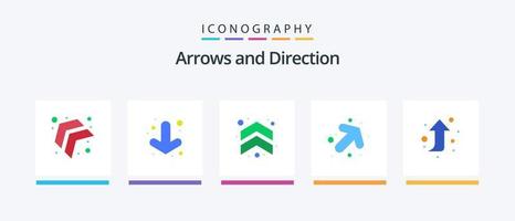 pacote de ícones de seta plana 5, incluindo . para cima. acima. avançar. certo. design de ícones criativos vetor