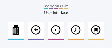 pacote de ícones do glifo 5 da interface do usuário, incluindo mais. do utilizador. esquerda. tempo. relógio. design de ícones criativos vetor