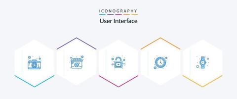 interface do usuário 25 pacote de ícones azul, incluindo . assistir. desbloquear. tempo. assistir vetor