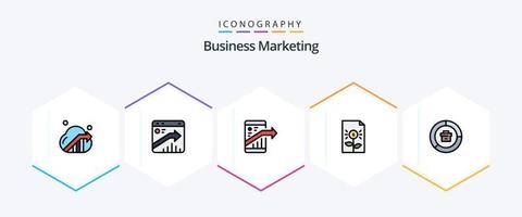 pacote de ícones de 25 linhas preenchidas de marketing de negócios, incluindo documento. banco. relatório. Smartphone. marketing vetor