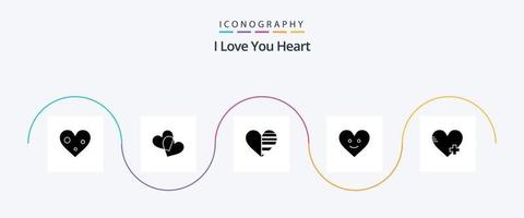 pacote de ícones de glifo de coração 5, incluindo coração. adicionar. amor. feliz. amor vetor