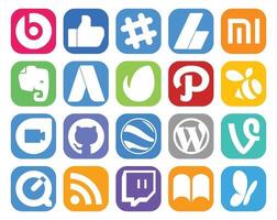 20 pacotes de ícones de mídia social, incluindo vine wordpress adwords google earth google duo vetor