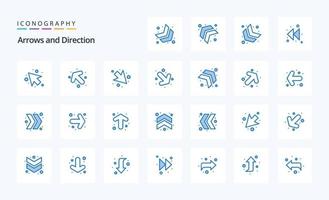 pacote de ícones de 25 setas azuis vetor