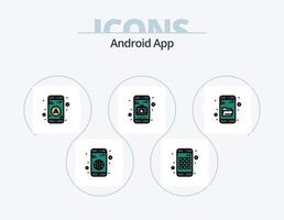 linha de aplicativo Android cheia de ícones do pacote 5 design de ícones. sinal. dados. Informação. Bluetooth. telefone vetor