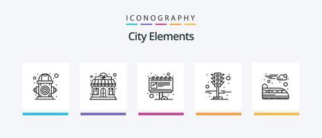 elementos da cidade linha 5 pacote de ícones incluindo árvore. natureza. comprar. jardim... design de ícones criativos vetor