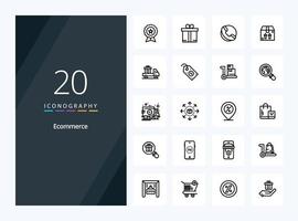 20 ícone de contorno de comércio eletrônico para apresentação vetor