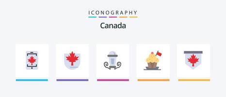 Pacote de ícones do Canadá Flat 5, incluindo etiqueta. chapéu de fogão. luz. fogão. chefe de cozinha. design de ícones criativos vetor