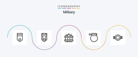 pacote de ícones da linha militar 5, incluindo arma. militares. classificação. bombear. cronômetro vetor