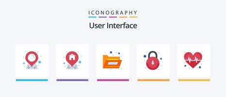 pacote de ícones plana 5 da interface do usuário, incluindo . armazenar. pulso. saúde. design de ícones criativos vetor