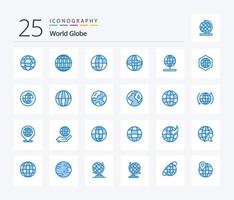 pacote de ícones de cor azul do globo 25, incluindo terra. globo. mundo. global. mundo vetor