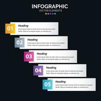 Diagrama de infográficos de 5 opções, etapas ou processos de conceito de negócios de web design de relatório anual vetor