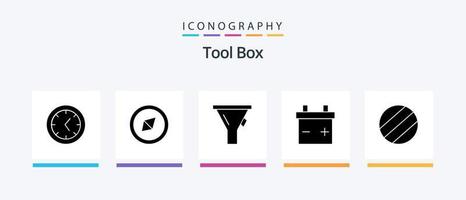 pacote de ícones de glifo 5 de ferramentas, incluindo . bateria... design de ícones criativos vetor