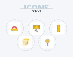 design de ícones do pacote de 5 ícones planos da escola. escola. Educação. desenho. apresentação. quadro vetor