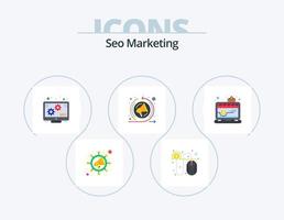 design de ícone plano de pacote de 5 ícones de marketing seo. . comprar. promoção. on-line. discurso de SEO vetor