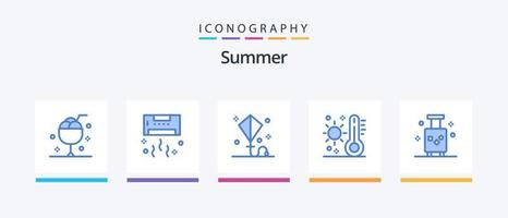 pacote de ícones de verão azul 5, incluindo verão. Celsius. verão. brinquedo. pipa. design de ícones criativos vetor
