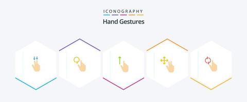 gestos com as mãos 25 pacote de ícones planos, incluindo mão. segurar. acima. gesto. mão vetor