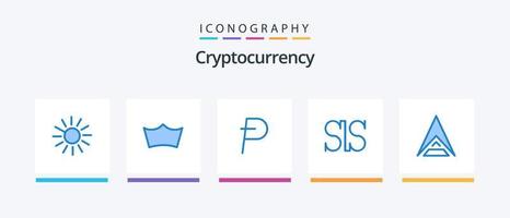 pacote de ícones de criptomoeda azul 5, incluindo criptografia. arca. potcoin. moeda criptográfica. moeda de sal. design de ícones criativos vetor