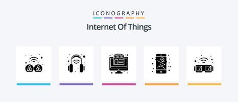 internet das coisas pacote de ícones glifo 5 incluindo smart. vidro. comprar. dispositivo. telefone. design de ícones criativos vetor