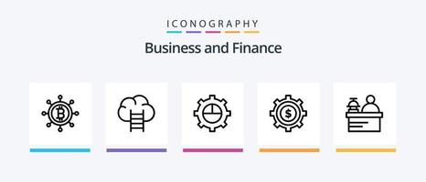 pacote de ícones da linha 5 das finanças, incluindo . processo. sinal. negócios. engrenagem. design de ícones criativos vetor